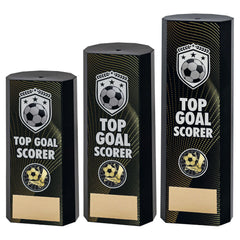 Black Plastic Filled Column Football Top Goal Scorer Trophy