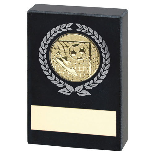 Black Marble with Silver/Gold Wreath, Football Insert and Plate - 64X44mm by School Badges UK