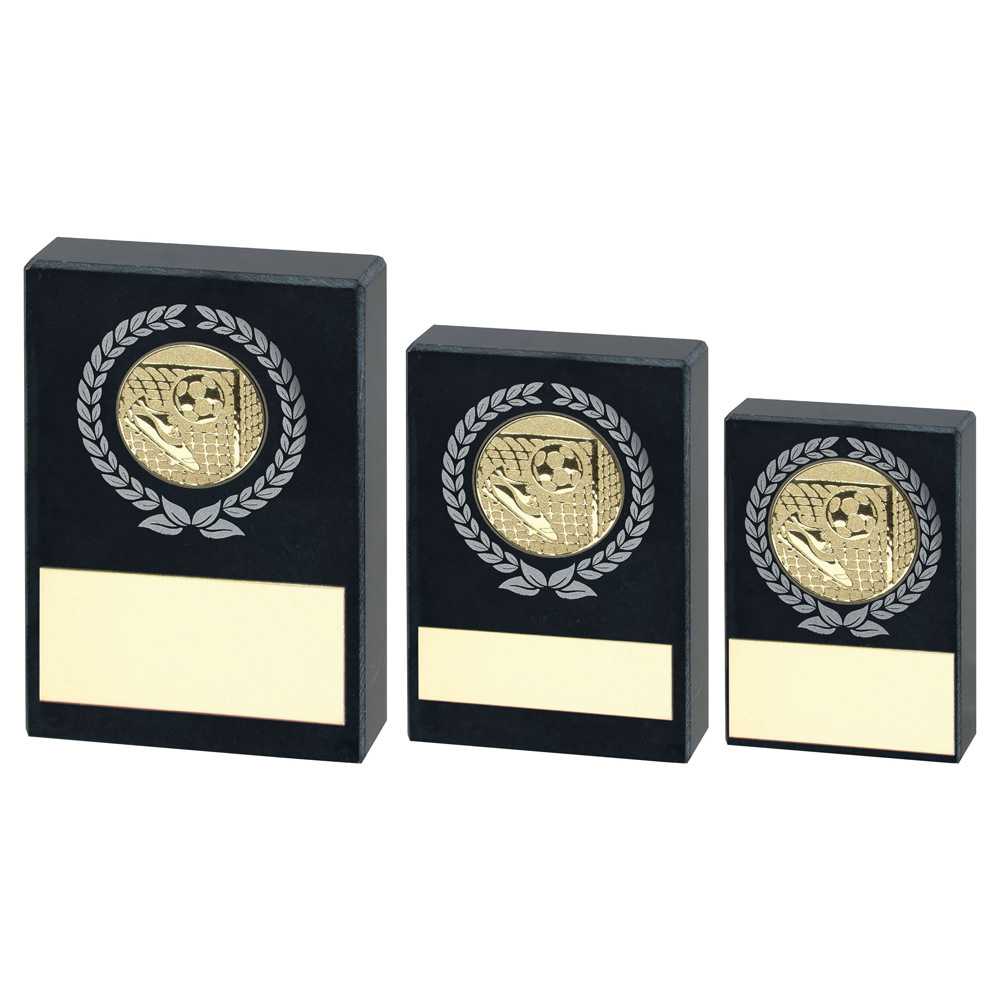 Black Marble with Silver/Gold Wreath, Football Insert and Plate by School Badges UK