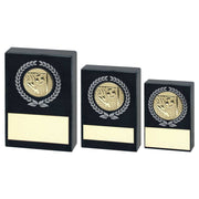 Black Marble with Silver/Gold Wreath, Football Insert and Plate by School Badges UK