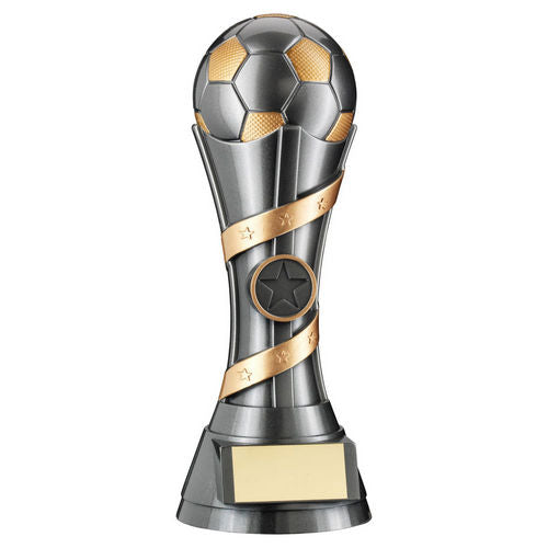 Gunmetal Grey/Gold Filled Plastic Football Column with Plate - 191mm by School Badges UK