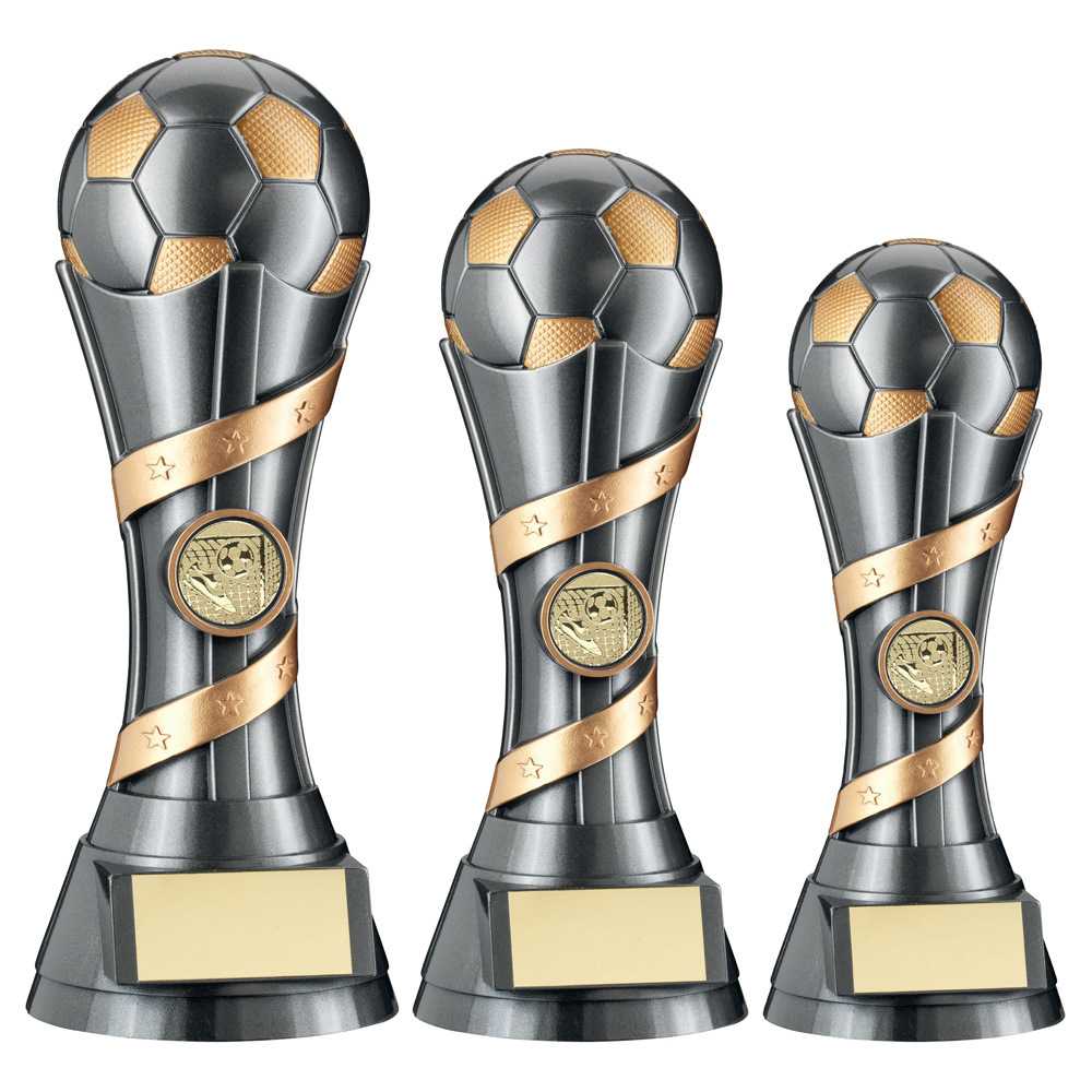 Gunmetal Grey/Gold Filled Plastic Football Column with Plate by School Badges UK