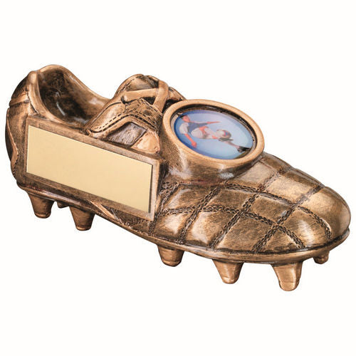 Bronze/Gold Football Boot with Plate - 114 X 51mm by School Badges UK