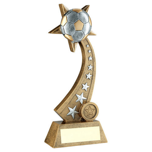Bronze/Pewter/Gold Football on Star Trail with Plate - 203mm by School Badges UK