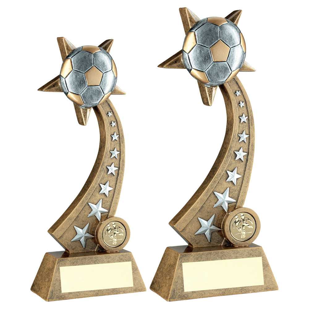 Bronze/Pewter/Gold Football on Star Trail with Plate by School Badges UK
