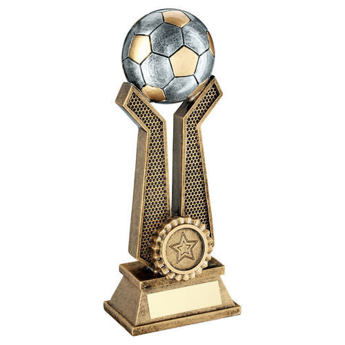 Bronze/Pewter/Gold Football on Twin Prongs with Plate - 152mm by School Badges UK