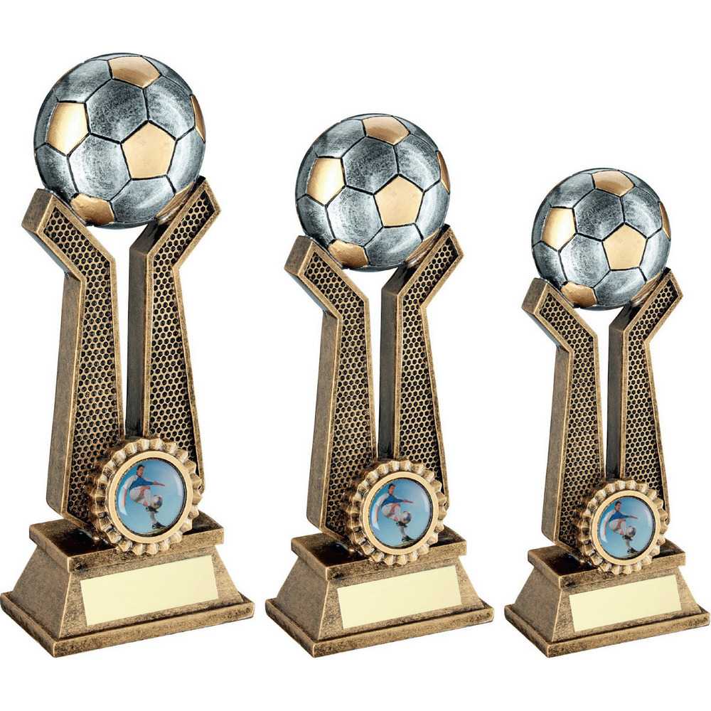 Bronze/Pewter/Gold Football on Twin Prongs with Plate by School Badges UK