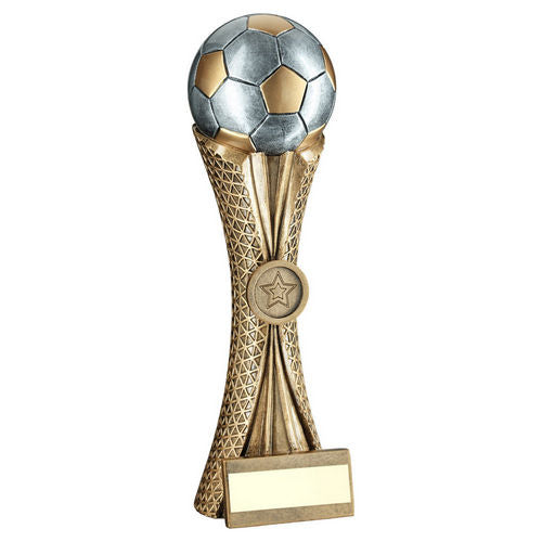 Bronze/Pewter/Gold Football on Tri Mesh Column with Plate - 178mm by School Badges UK