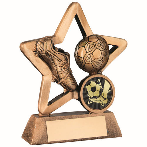 Bronze/Gold Resin Football Mini Star with Plate - 95mm by School Badges UK