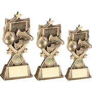 Bronze/Gold Football 3 Star Wreath Series with Plate by School Badges UK