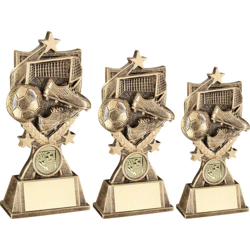 Bronze/Gold Football 3 Star Wreath Series with Plate by School Badges UK