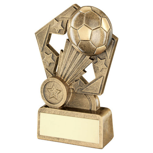 Bronze/Gold Football Whoosh on Pentagon Backdrop with Plate - 114mm by School Badges UK