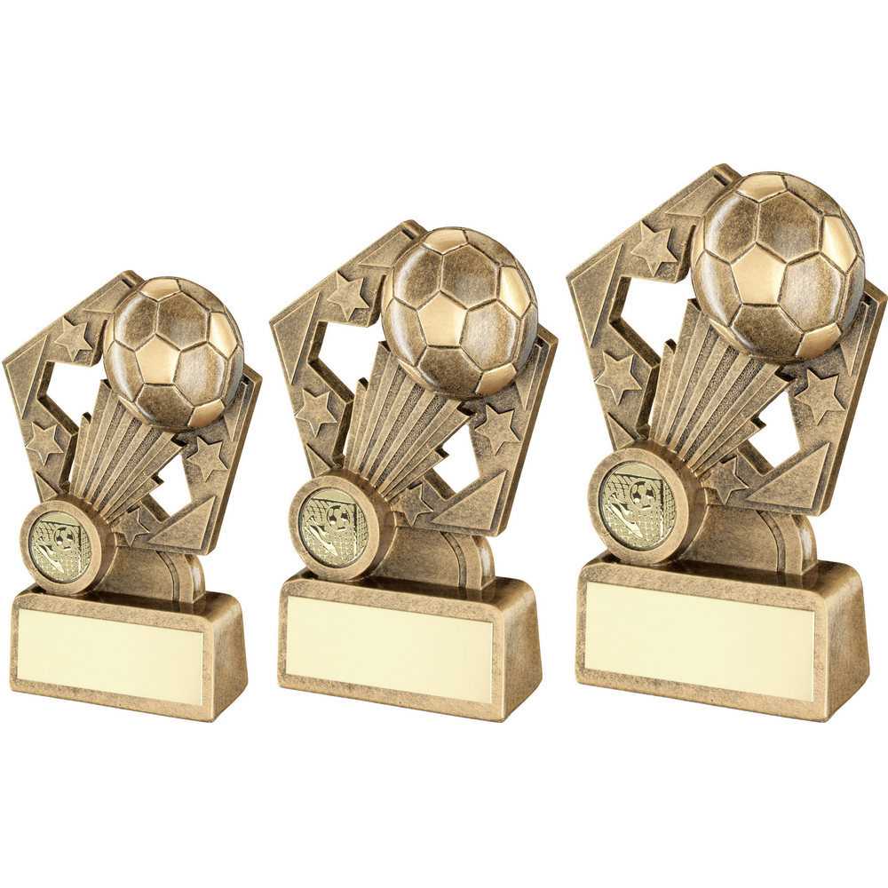 Bronze/Gold Football Whoosh on Pentagon Backdrop with Plate by School Badges UK