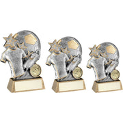 Pewter/Gold Football with Boot and Shirt on Bronze Base with Plate by School Badges UK