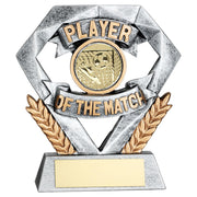Pewter/Gold Player of the Match Mini Diamond with Football Insert & Plate - 4in by School Badges UK