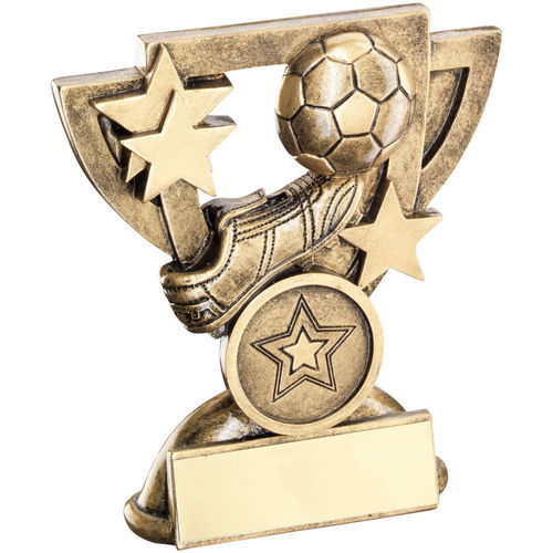Bronze/Gold Football Mini Cup with Plate - 95mm by School Badges UK