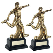Antique Gold Premium Male Football Figure on Black Base with Plate by School Badges UK