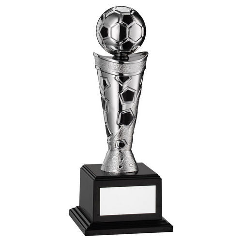 Silver/Black Plastic Football Figure on Base - 191mm by School Badges UK