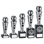 Silver/Black Plastic Football Figure on Black Marble Trophy - Takes 1in Centre by School Badges UK