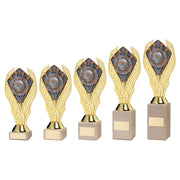 Gold Holder + Player of the Month Disc & Cream Marble Trophy by School Badges UK