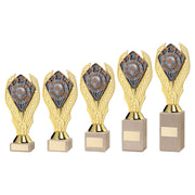 Gold Holder + Player of the Year Disc & Cream Marble Trophy by School Badges UK