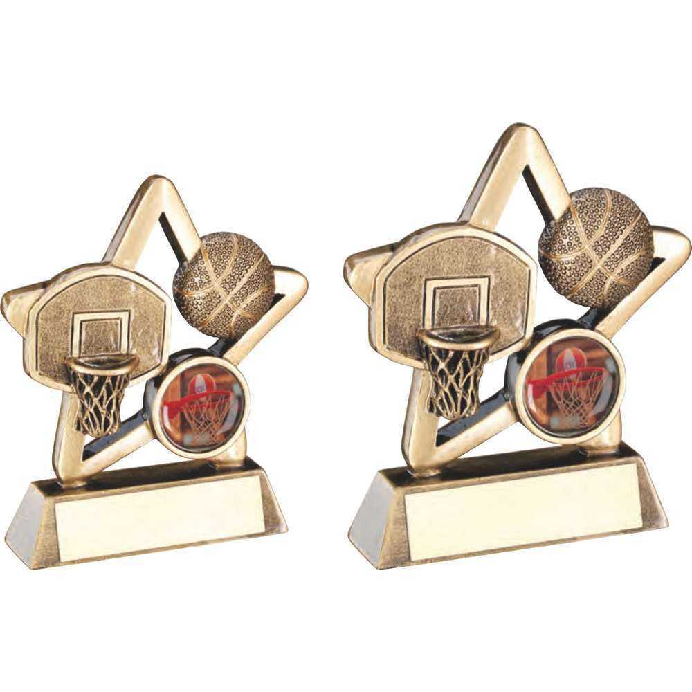 Bronze/Gold Basketball Mini Star with Plate by School Badges UK