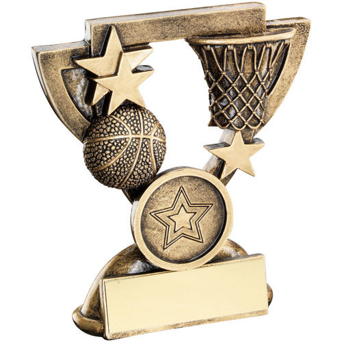 Bronze/Gold Basketball Mini Cup with Plate - 95mm by School Badges UK