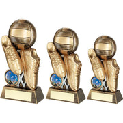 Bronze/Gold Flatback Netball Trainers and Ball with Plate by School Badges UK