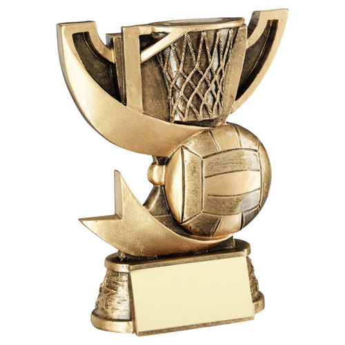 Bronze/Gold Cup Range for Netball with Plate - 127mm by School Badges UK