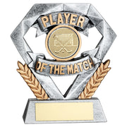 Pewter/Gold Player of the Match Mini Diamond with Hockey Insert & Plate - 4in by School Badges UK