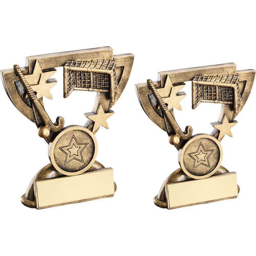 Bronze/Gold Hockey Mini Cup with Plate by School Badges UK