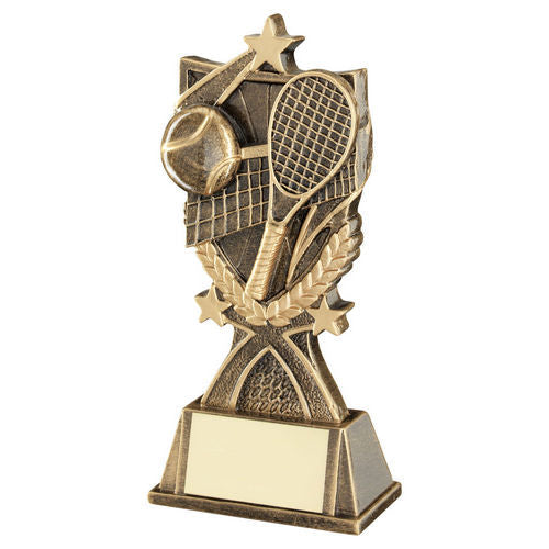 Bronze/Gold Tennis 3 Star Wreath Series with Plate - 140mm by School Badges UK