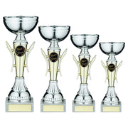 Silver/Gold Winged Trophy Cup with Plate by School Badges UK
