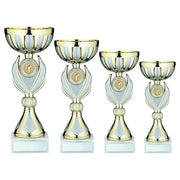 Gold/Matt Silver Trophy Cup with Plate - Takes 1in Centre by School Badges UK