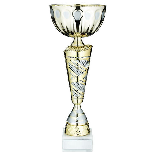 Gold/Matt Silver Trophy Cup with Plate - 254mm by School Badges UK