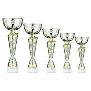 Gold/Matt Silver Trophy Cup with Plate by School Badges UK