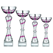 Silver/Pink Trophy Cup with Plate by School Badges UK