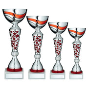 Silver/Red Trophy Cup with Plate by School Badges UK