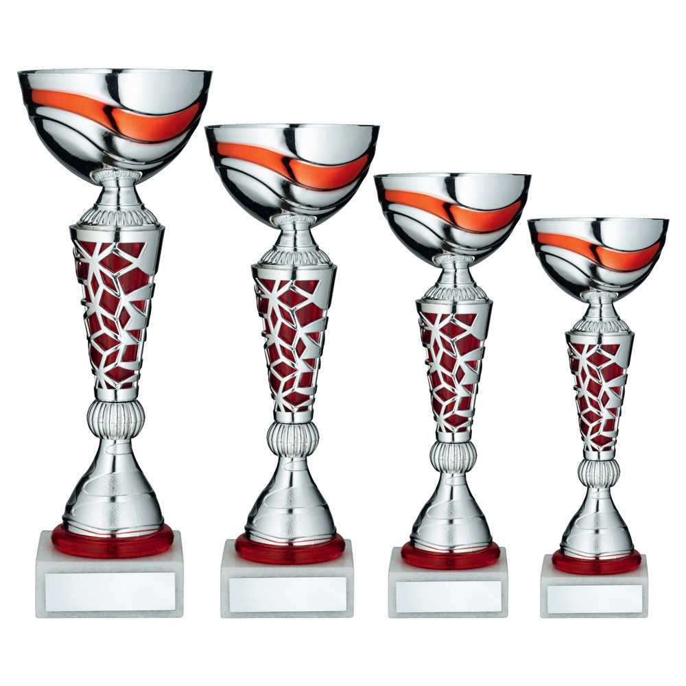 Silver/Red Trophy Cup with Plate by School Badges UK