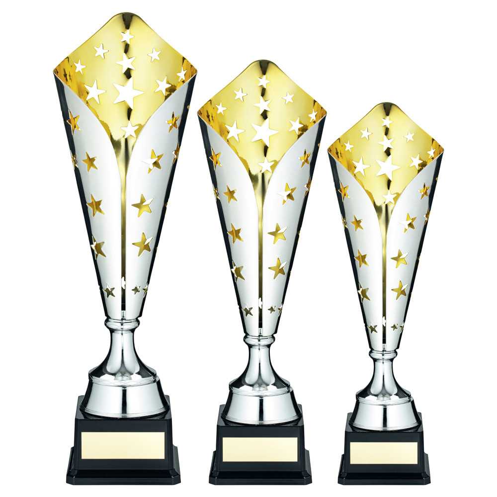 Silver/Gold Metal Star Trophy Cup with Plate by School Badges UK