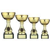 Gold Mini Assembled Trophy Cup with Plate by School Badges UK