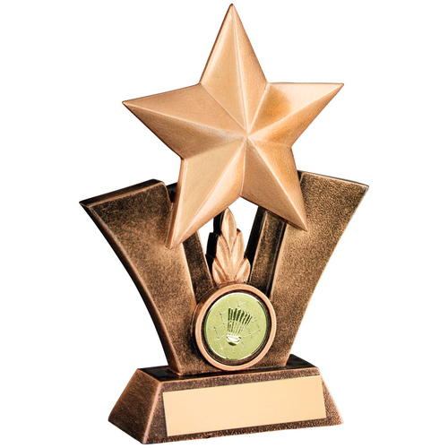 Bronze/Gold Generic Star with Badminton Insert with Plate by School Badges UK