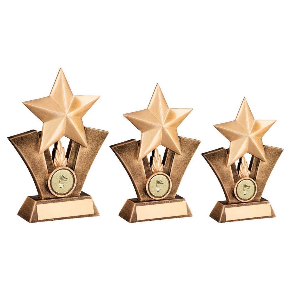 Bronze/Gold Generic Star with Badminton Insert with Plate by School Badges UK