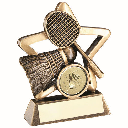 Bronze/Gold Badminton Mini Star with Plate - 95mm by School Badges UK
