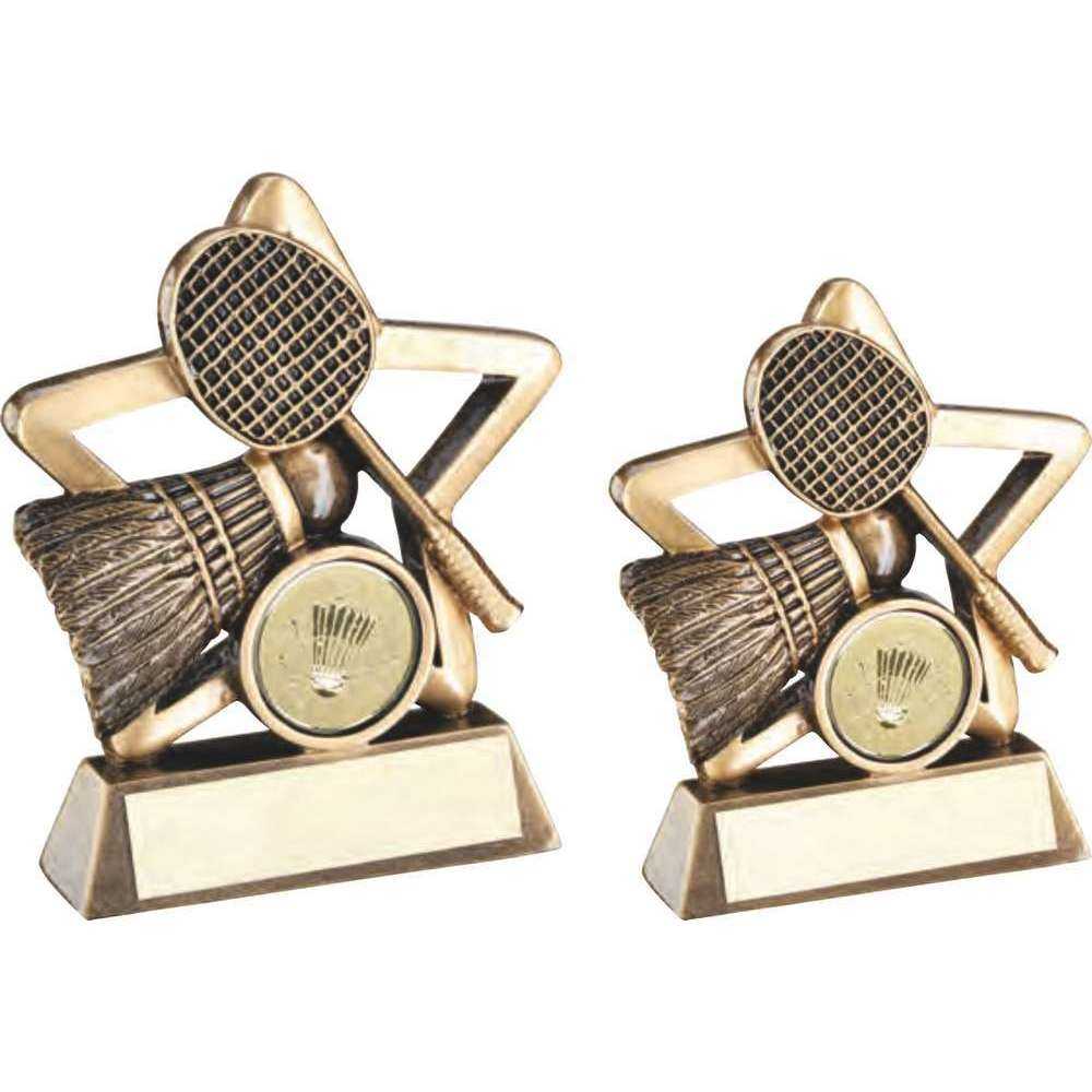 Bronze/Gold Badminton Mini Star with Plate by School Badges UK