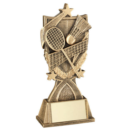 Bronze/Gold Badminton 3 Star Wreath Series with Plate - 140mm by School Badges UK