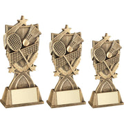 Bronze/Gold Badminton 3 Star Wreath Series with Plate by School Badges UK
