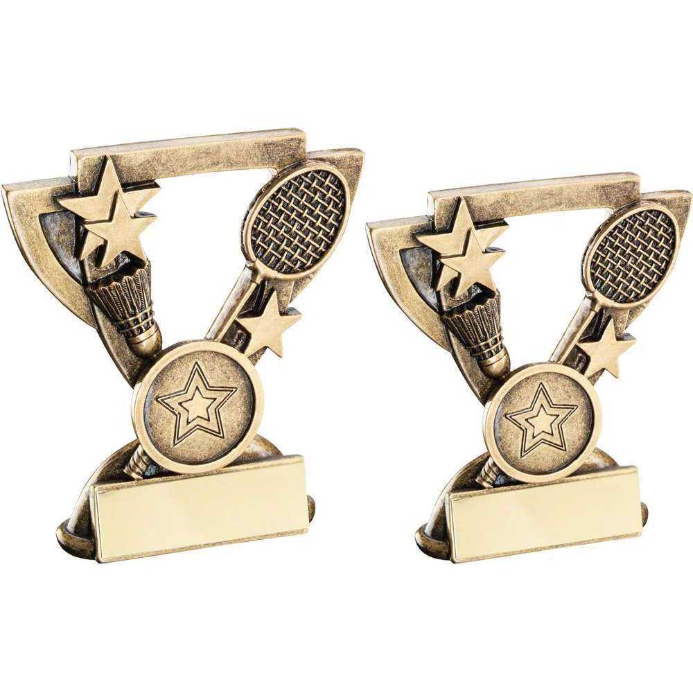 Bronze/Gold Badminton Mini Cup with Plate by School Badges UK