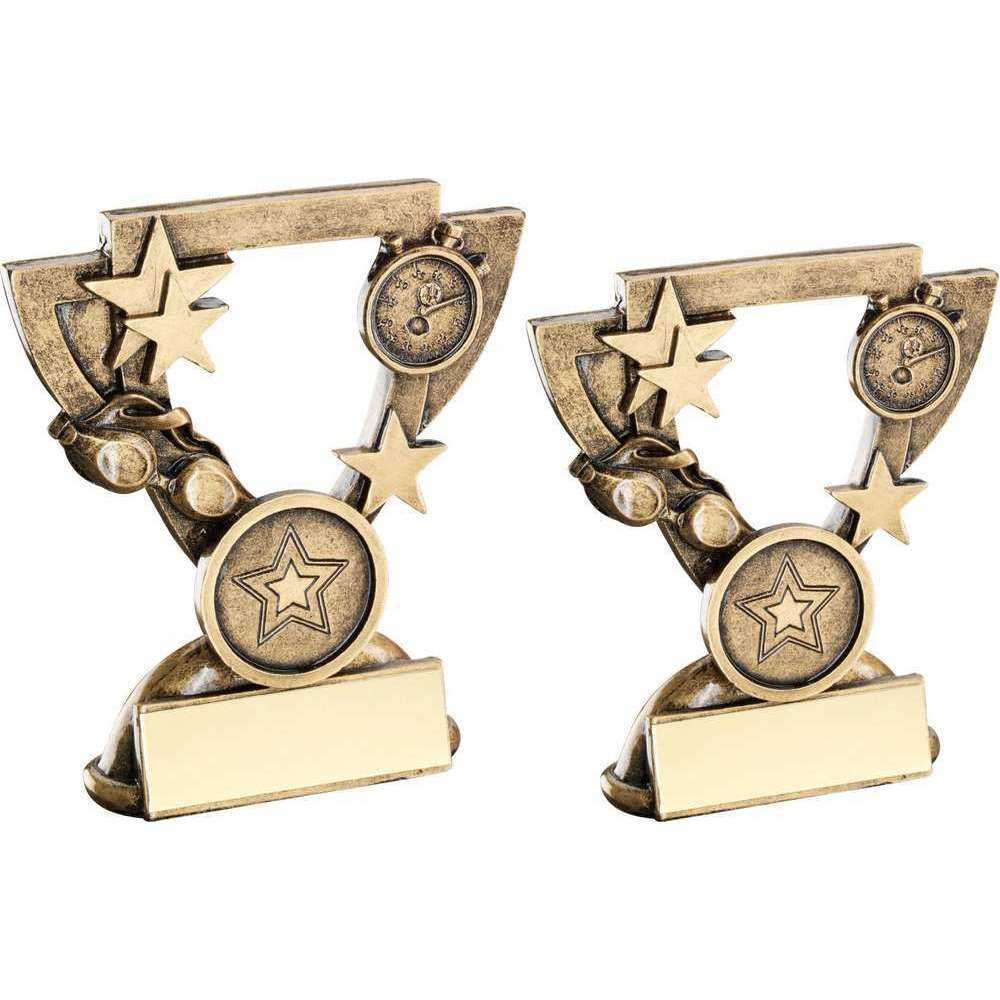 Bronze/Gold Swimming Mini Cup with Plate by School Badges UK