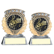 Pewter/Gold 5 Star Holder with Vinyl Music Insert & Plate by School Badges UK